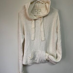 Ruby Moon‎ Cream Knit Hoodie Sweater Womens Medium Pullover Kangaroo Pocket